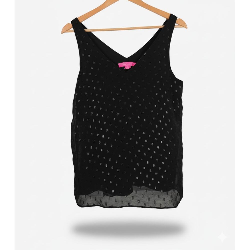 Lilly Pulitzer Womens XS Preppy Glam Party Holiday Florin Silk Metallic Dot Tank